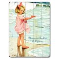 One Bella Casa One Bella Casa 0003-2049-20 18 x 24 in. Vintage Girl on Beach Planked Wood Wall Decor by Laughing Elephant 0003-2049-20